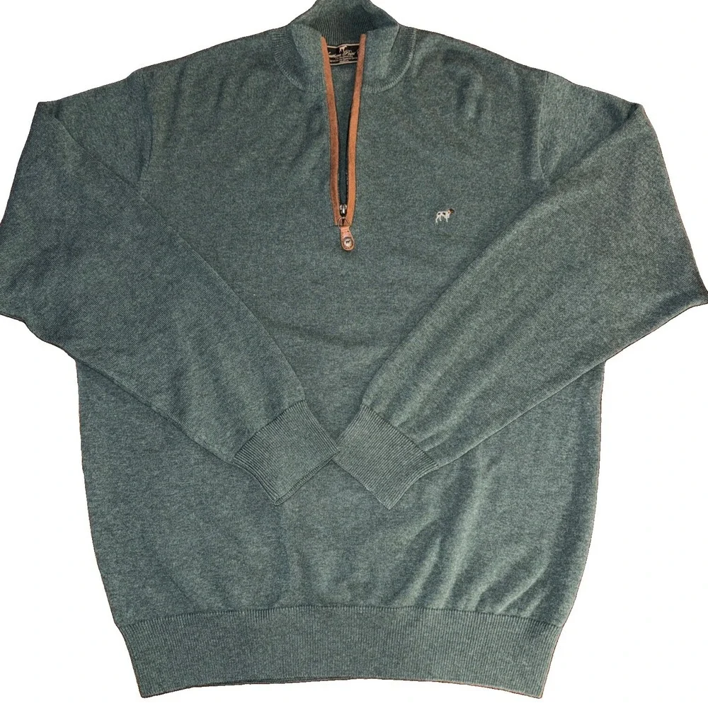 Southern Point Co. Sweater Men's Medium Green Hayward 1/4 Zip Pullover Preppy